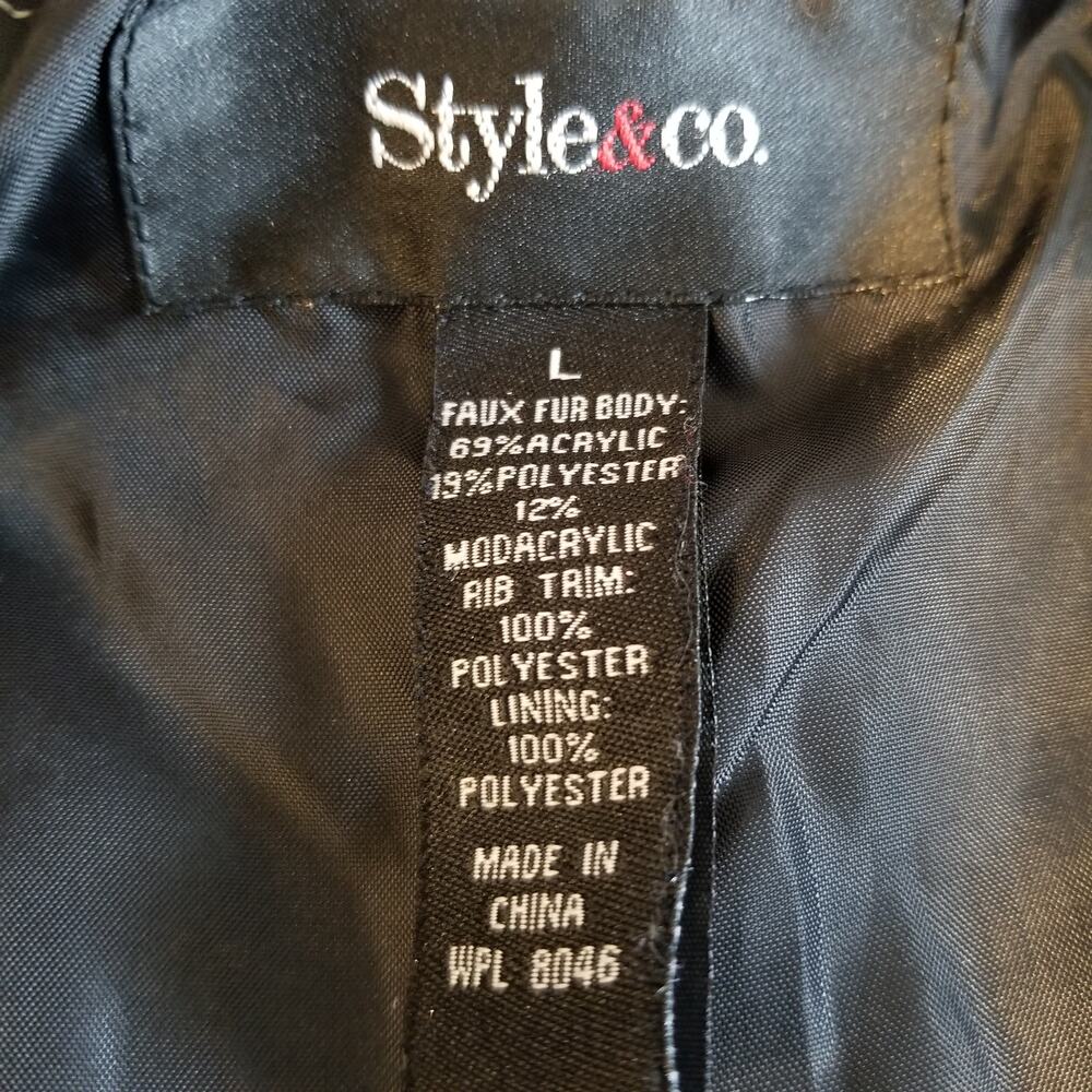 Style & Co. Women's Faux Fur Open Front Vest Black Gray Size Large - Picture 3 of 4